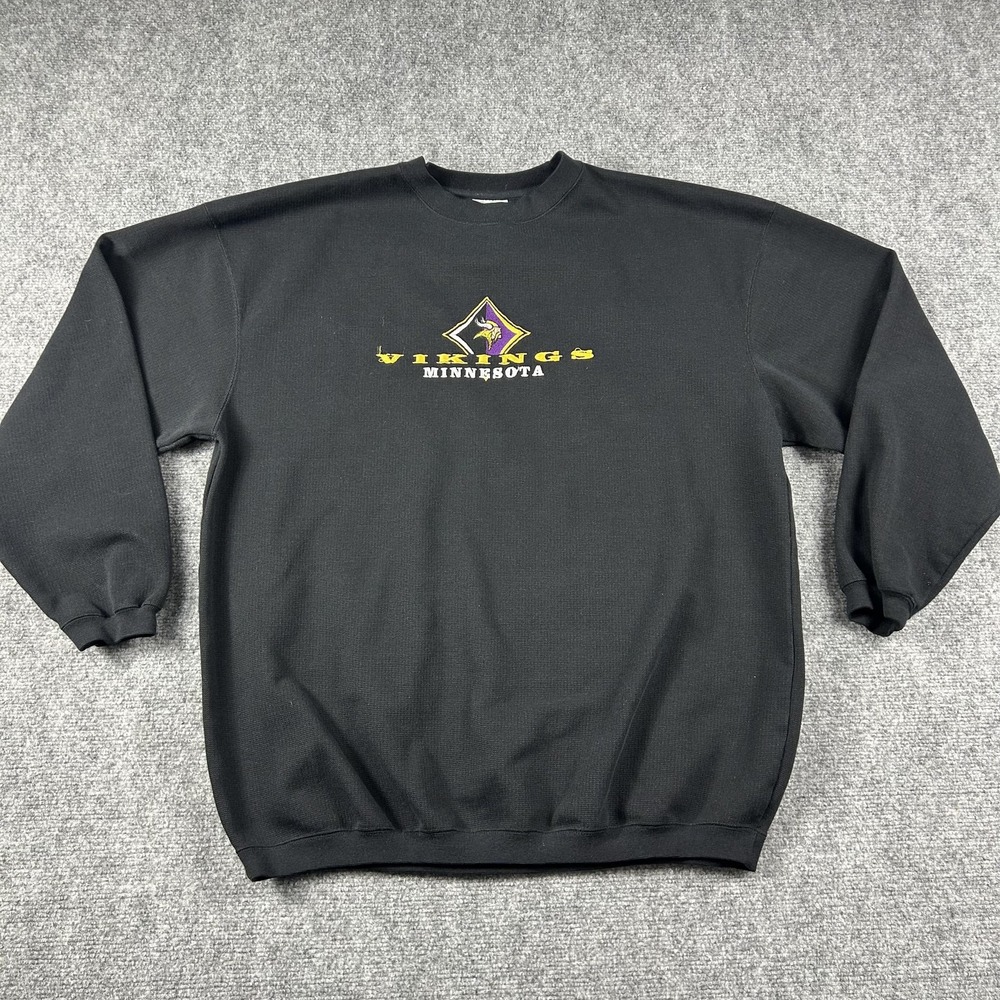 Minnesota Vikings Sweatshirt Mens Large Black NFL Football Cadre Athletic Fleece